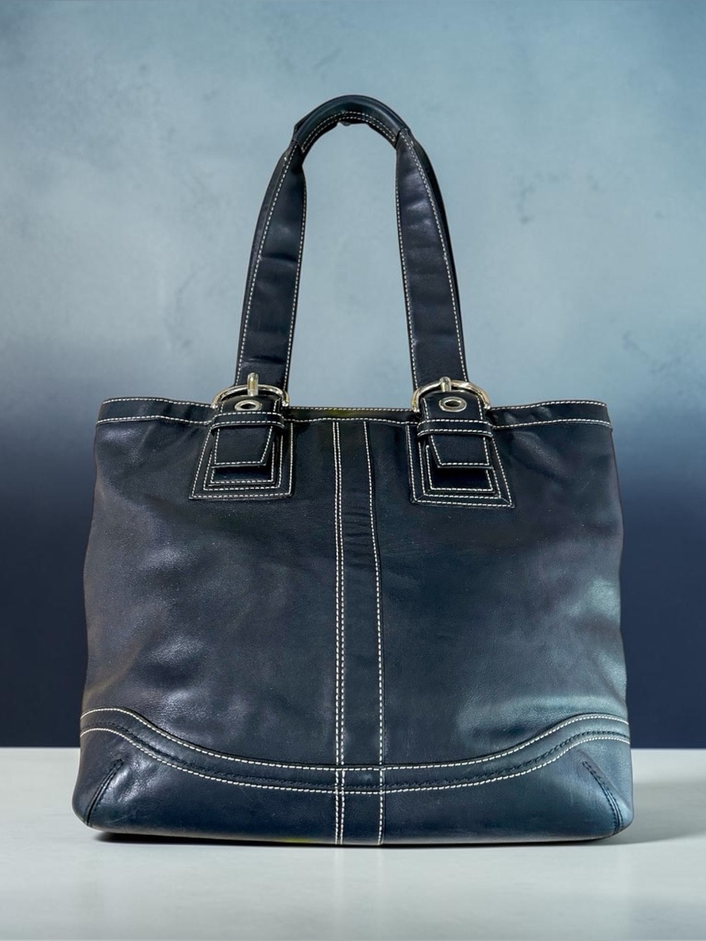 Coach Large Leather SOHO Black Shoulder Tote Bag F11093 with hang tag